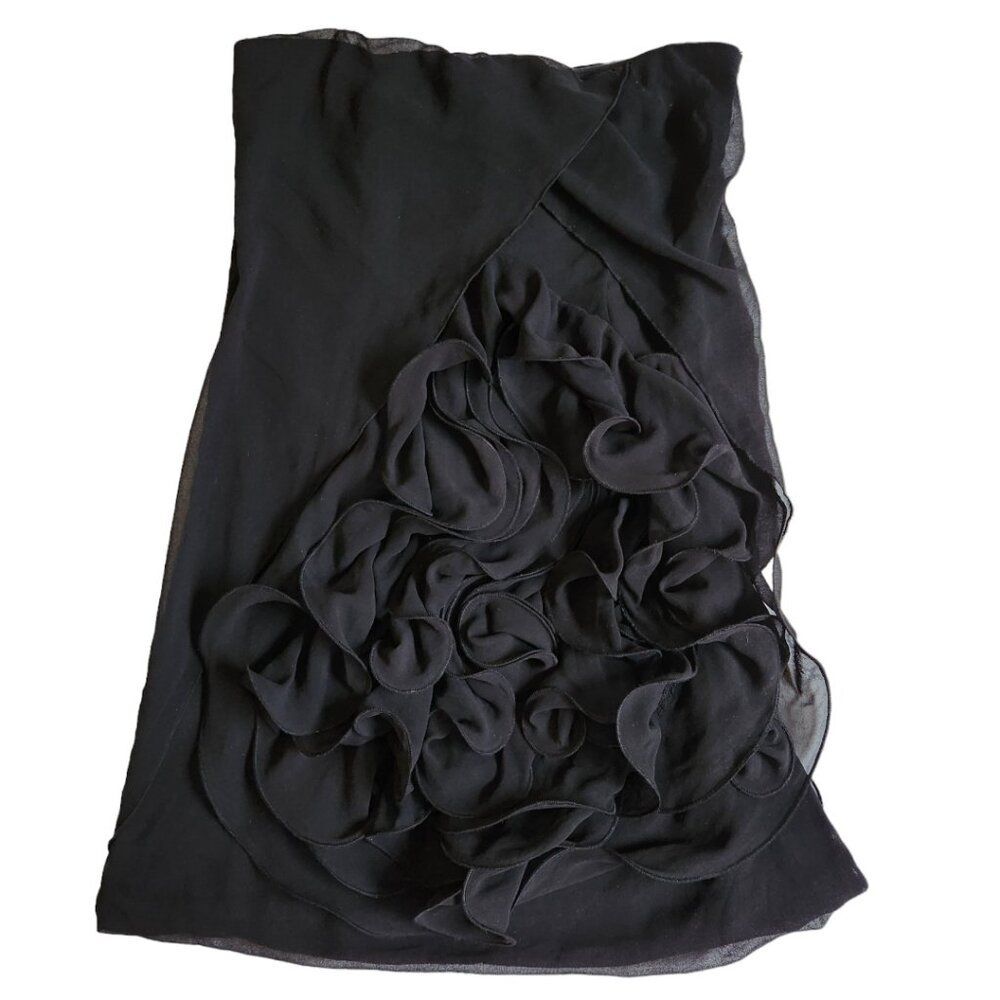 Ya Los Angeles black strapless cocktail layered dress sz S
